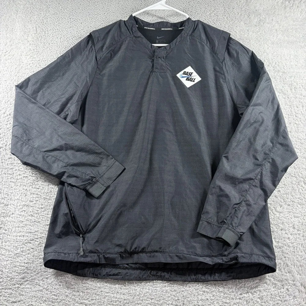 Nike Baseball Windbreaker Pull Over Mens Medium Blue Vented Lightweight Warmup